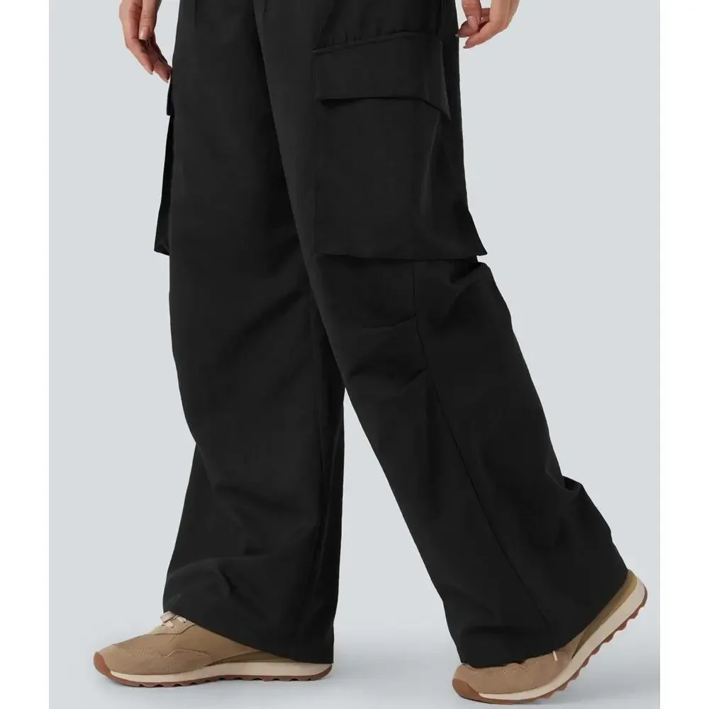 NWT Halara Mid Rise Button Zipper Wide Leg Cargo Pants - Medium - Picture 5 of 8